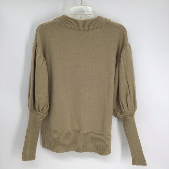 HAYDEN Women’s Balloon Sleeve Knit Pull-Over Sweater Minialist NWT Tan Size S - Picture 2 of 5